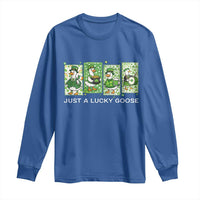 Just A Lucky Goose Long Sleeve Shirt Funny Irish Crew St Patricks Day