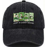 Just A Lucky Goose Washed Cotton Baseball Cap Funny Irish Crew St Patricks Day