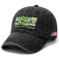 Just A Lucky Goose Washed Cotton Baseball Cap Funny Irish Crew St Patricks Day
