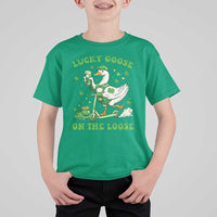 Funny Irish Goose Lover T Shirt For Kid Lucky Goose On The Loose