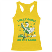 Funny Irish Goose Lover Racerback Tank Top Lucky Goose On The Loose