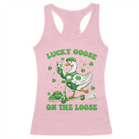 Funny Irish Goose Lover Racerback Tank Top Lucky Goose On The Loose