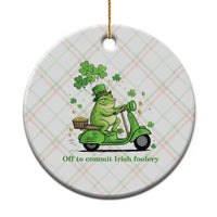 Funny Irish Frog Off To Commit Foolery Ceramic Ornament St Patricks Day Gift