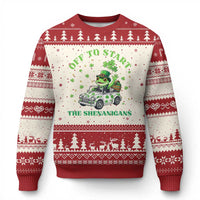 Off To Start The Shenanigans Ugly Christmas Sweater St Patricks Day Frog
