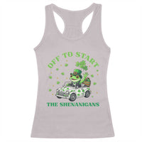 Off To Start The Shenanigans Racerback Tank Top St Patricks Day Frog
