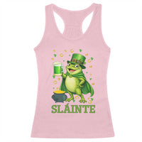 Funny Slainte Irish Frog Beer St Patricks Day Racerback Tank Top