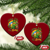 Funny Kiss Me I Am Lucky Ceramic Ornament St Patricks Day Frog