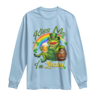 Funny Kiss Me I Am Lucky Long Sleeve Shirt St Patricks Day Frog