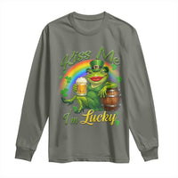 Funny Kiss Me I Am Lucky Long Sleeve Shirt St Patricks Day Frog