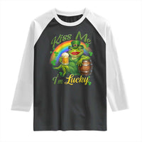 Funny Kiss Me I Am Lucky Raglan Shirt St Patricks Day Frog