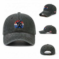 Funny Patriotic Mothman Washed Cotton Baseball Cap West Virginia Cryptid Lover Gift
