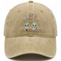 Funny Easter Alien Squad Bunny Ears Gift Washed Cotton Baseball Cap