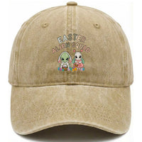 Easter Alien Squad Washed Cotton Baseball Cap Funny UFO Lover Gift