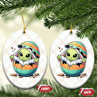Funny Alien Bunny Ears Easter Ceramic Ornament Extraterrestrial Gift