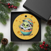 Funny Alien Bunny Ears Easter Ceramic Ornament Extraterrestrial Gift