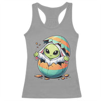 Funny Alien Bunny Ears Easter Racerback Tank Top Extraterrestrial Gift