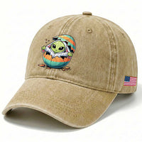 Funny Alien Bunny Ears Easter Washed Cotton Baseball Cap Extraterrestrial Gift