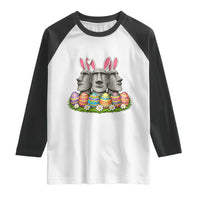 Easter Island Moai Bunny Ears Raglan Shirt Funny Archaeology Gift