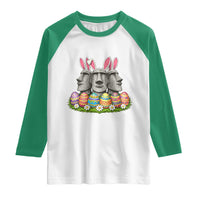 Easter Island Moai Bunny Ears Raglan Shirt Funny Archaeology Gift