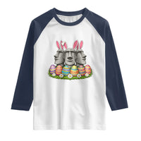 Easter Island Moai Bunny Ears Raglan Shirt Funny Archaeology Gift