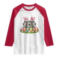 Easter Island Moai Bunny Ears Raglan Shirt Funny Archaeology Gift