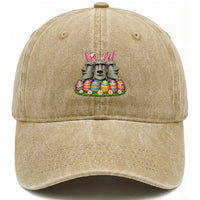 Easter Island Moai Bunny Ears Washed Cotton Baseball Cap Funny Archaeology Gift