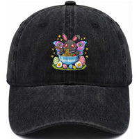 Funny Easter Mothman Eating Ramen Washed Cotton Baseball Cap Cryptid Lover Gift