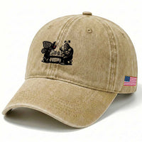 Funny Bigfoot And Mothman Egg Painting Washed Cotton Baseball Cap Cryptid Easter Gift