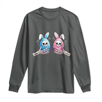 Gothic Easter Gift Long Sleeve Shirt Skeleton Hands Holding Easter Eggs
