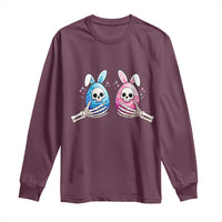 Gothic Easter Gift Long Sleeve Shirt Skeleton Hands Holding Easter Eggs