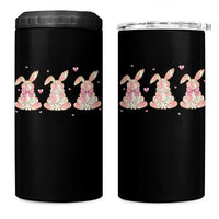 Floral Bunny Easter 4 in 1 Can Cooler Tumbler Shabby Chic Rose Pattern