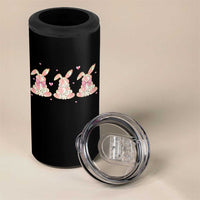 Floral Bunny Easter 4 in 1 Can Cooler Tumbler Shabby Chic Rose Pattern