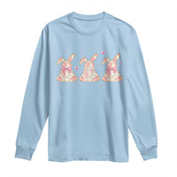 Floral Bunny Easter Long Sleeve Shirt Shabby Chic Rose Pattern