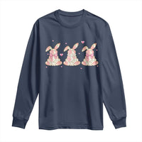 Floral Bunny Easter Long Sleeve Shirt Shabby Chic Rose Pattern