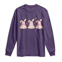 Floral Bunny Easter Long Sleeve Shirt Shabby Chic Rose Pattern