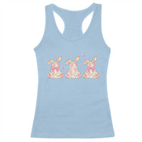 Floral Bunny Easter Racerback Tank Top Shabby Chic Rose Pattern