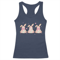 Floral Bunny Easter Racerback Tank Top Shabby Chic Rose Pattern