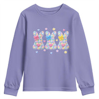 Faux Yarn Easter Bunny Effect Printed Youth Sweatshirt Coquette Aesthetic Gift