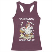 Funny Easter Chicken Bunny Ears Racerback Tank Top Somebunny Needs Eggs