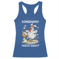 Funny Easter Chicken Bunny Ears Racerback Tank Top Somebunny Needs Eggs