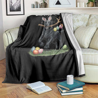 Funny Easter Hunting Dog Throw Blanket Labrador Bunny Ears On The Hunt
