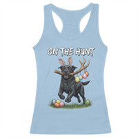 Funny Easter Hunting Dog Racerback Tank Top Labrador Bunny Ears On The Hunt