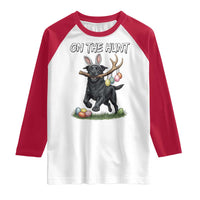 Funny Easter Hunting Dog Raglan Shirt Labrador Bunny Ears On The Hunt