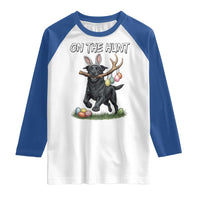 Funny Easter Hunting Dog Raglan Shirt Labrador Bunny Ears On The Hunt