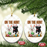 Funny Easter Labrador Bunny Ears Ceramic Ornament On The Hunt
