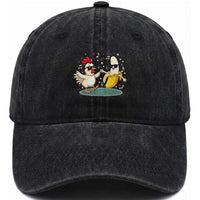 Funny Banana Chicken Dance Washed Cotton Baseball Cap Chaos Dance Meme Graphic