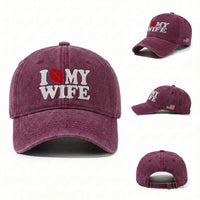Funny Marriage Gift Washed Cotton Baseball Cap I Love My Wife