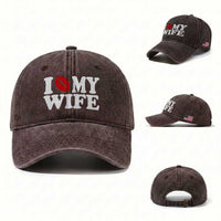 Funny Marriage Gift Washed Cotton Baseball Cap I Love My Wife