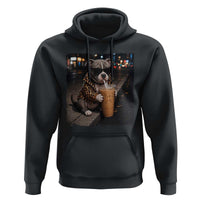 Funny Pitbull Drinking Coffee Hoodie Dog Meme Caffeine Graphic