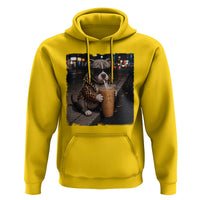 Funny Pitbull Drinking Coffee Hoodie Dog Meme Caffeine Graphic